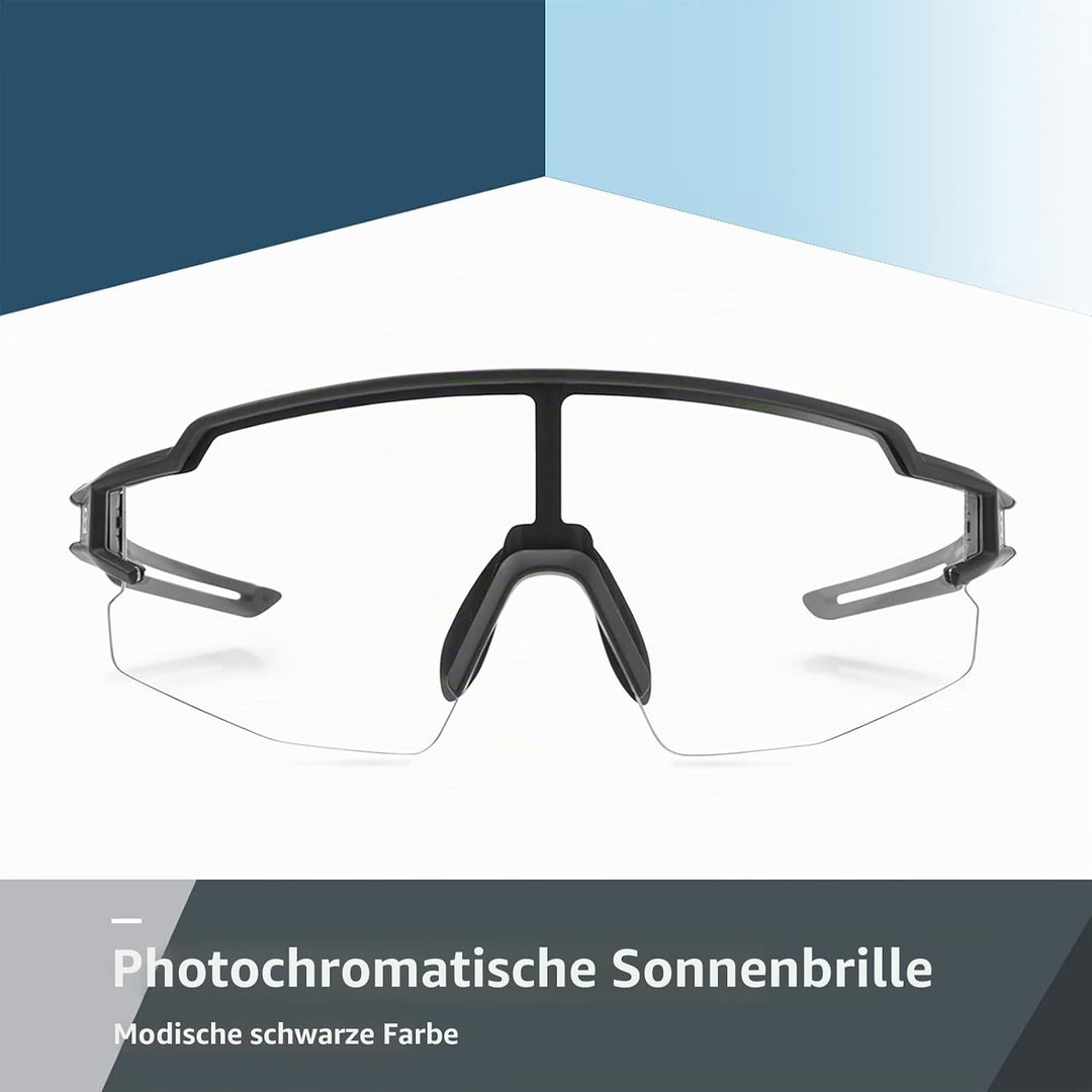 ROCKBROS Fahrradbrille UV 400 Sonnenbrille Photochromatisch Brille Klar Winddicht Sportsbrille für O