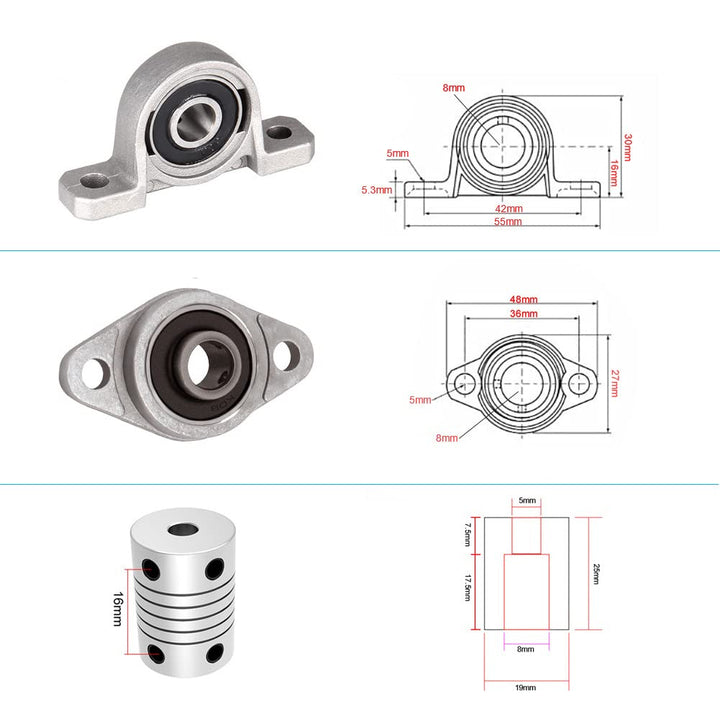 2 Set 200mm T8 Gewindespindel Set, 304 Edelstahl 8mm Gewindestange mit Messingmutter,Horizontale Ste