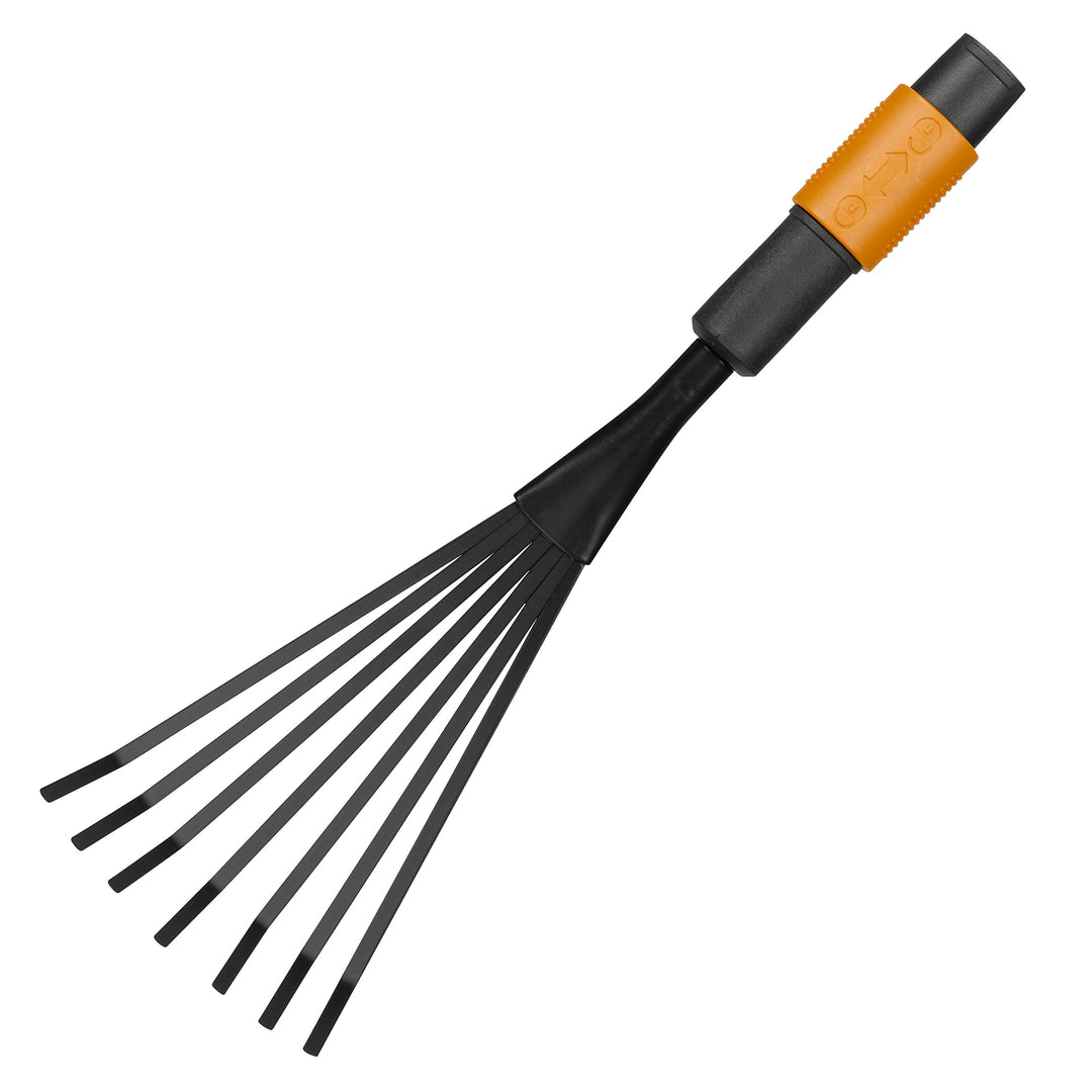 Fiskars Kleinfächerbesen, Werkzeugkopf, Mit 7 Zinken, Breite: 12 cm, Stahl-Zinken, Schwarz/Orange, Q