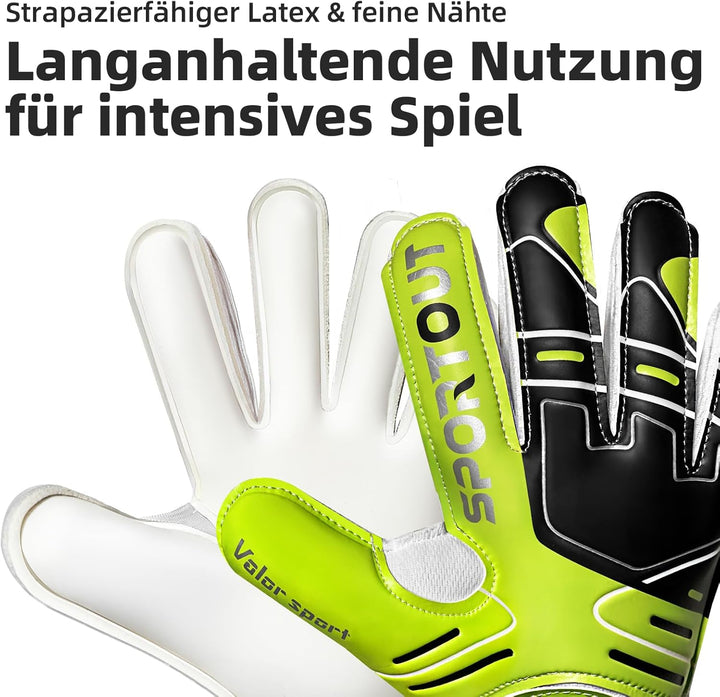 Jugendliche und Erwach,Kinder sener Torwarthandschuhe mit Fingersave，Rutschfes，Gewährung von Starken