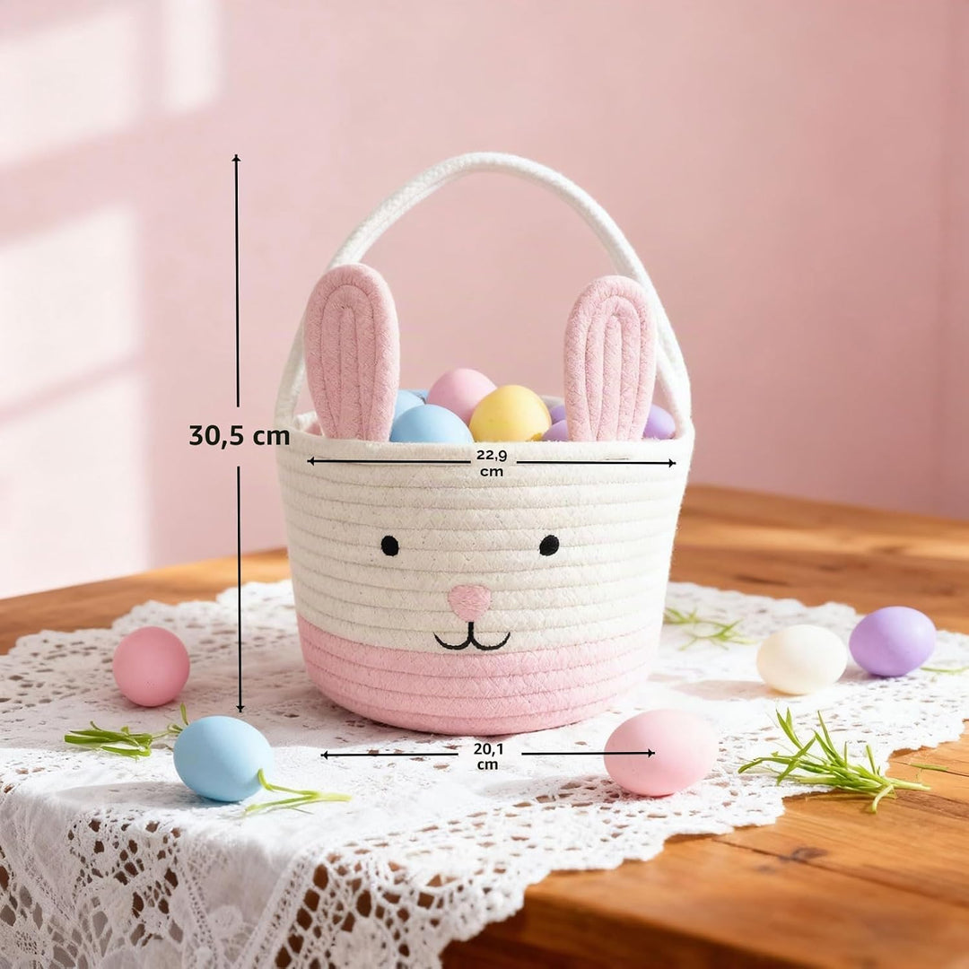 Osterkorb, Osterhasenkorb mit Griff, Osterkörbe für Kinder, Baby-Geschenkkorb, Eiereimer, Geschenke,
