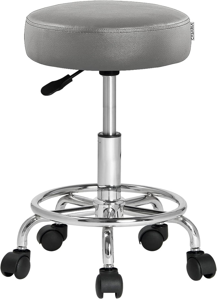 Casaria® Rollhocker Höhenverstellbar 10cm Polsterung 360°C Drehbar 51-65cm Sitzhöhe Fussstütze Küche