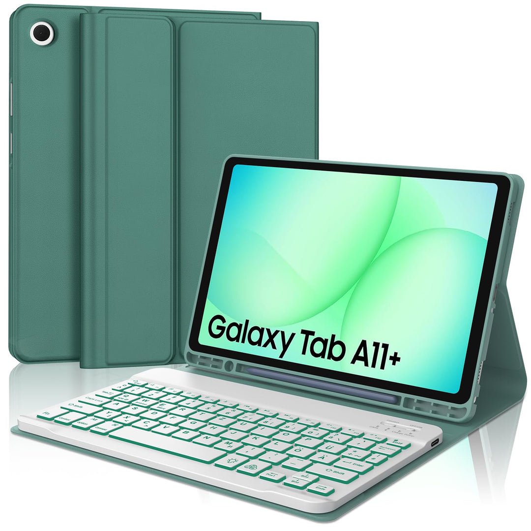 Hülle mit Tastatur für Samsung Galaxy Tab A11+ 11" (2025) & Galaxy Tab A9+ 11" (2023) – Deutsch Keyb