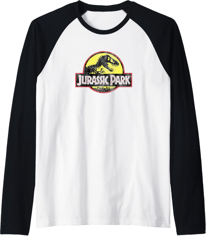 Jurassic Park Classic Logo Distressed Raglan