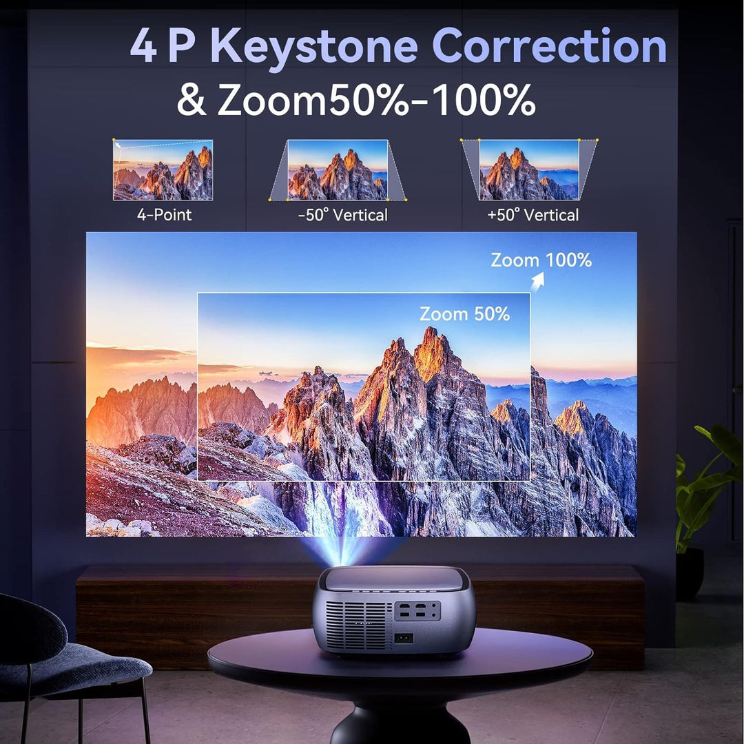 SUREWHEEL K10 Beamer 4K 12000 Lumen Trapezkorrektur Zoom Staubdicht Miracast kein dunkler Bereich Bl