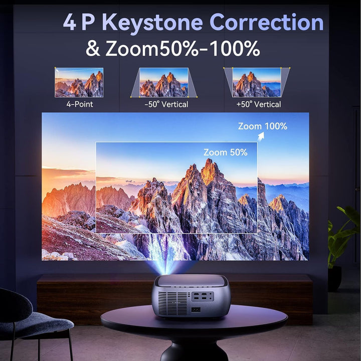 SUREWHEEL K10 Beamer 4K 12000 Lumen Trapezkorrektur Zoom Staubdicht Miracast kein dunkler Bereich Bl