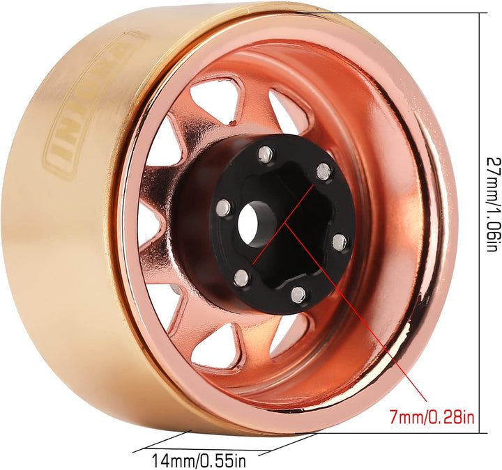 INJORA 1.0 Beadlock Rad mit Messing Ring Negativ Offset -3.78mm 1.0 Räder für TRX4M Axial SCX24 1/18