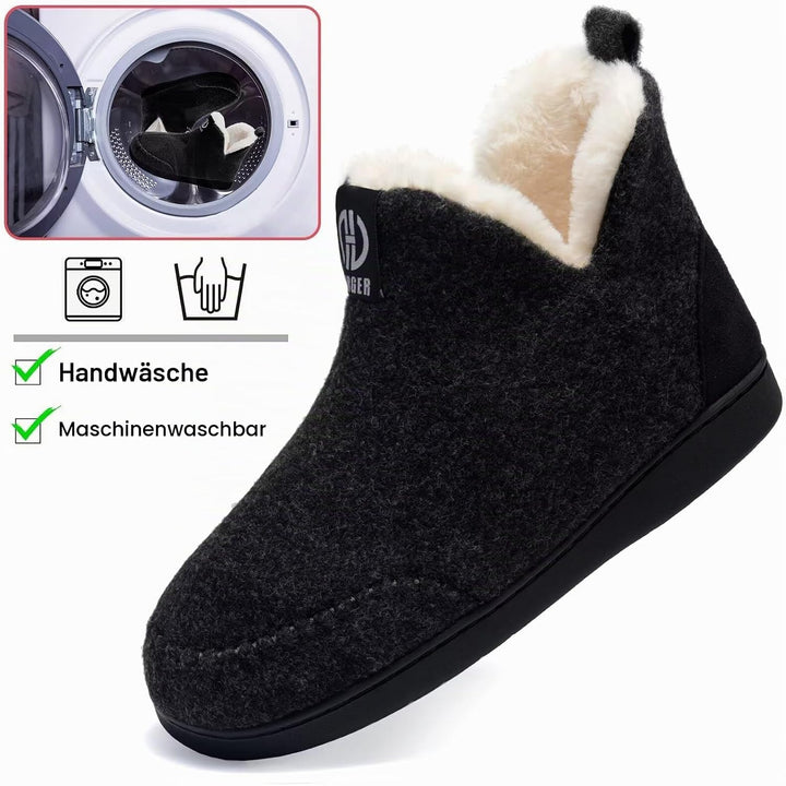 Filz Hausstiefel Herren Damen Plüsch Gefüttert Winter Warm Hohe Hausschuhe 38/39 EU T1 Schwarz, 38/3