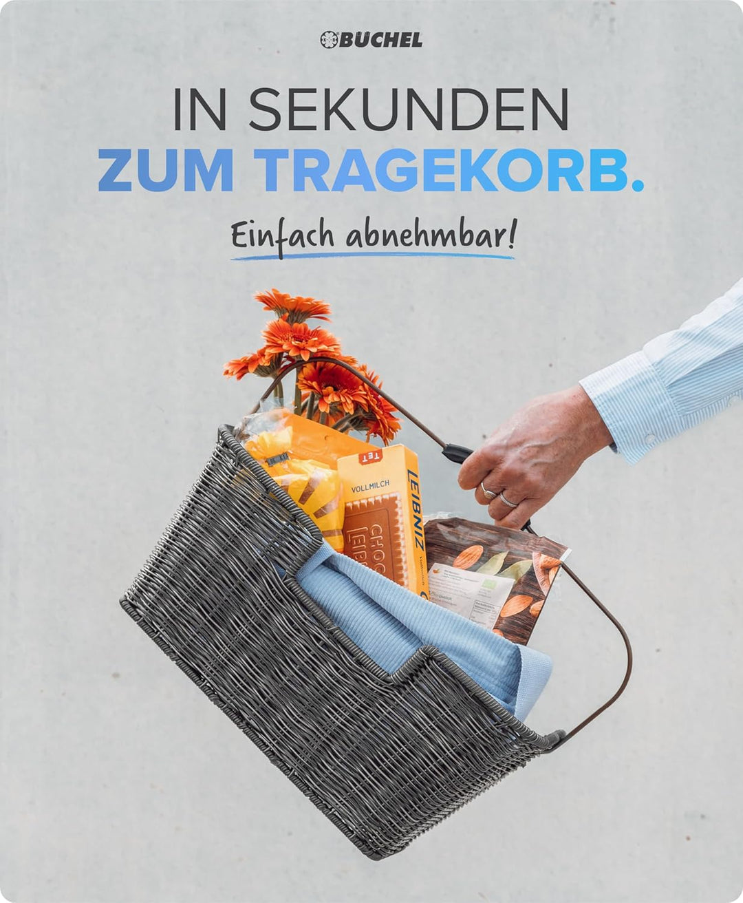 Büchel Fahrradkorb hinten - Fahrradkorb abnehmbar hinten I einfache Befestigung mit innovativem Halt