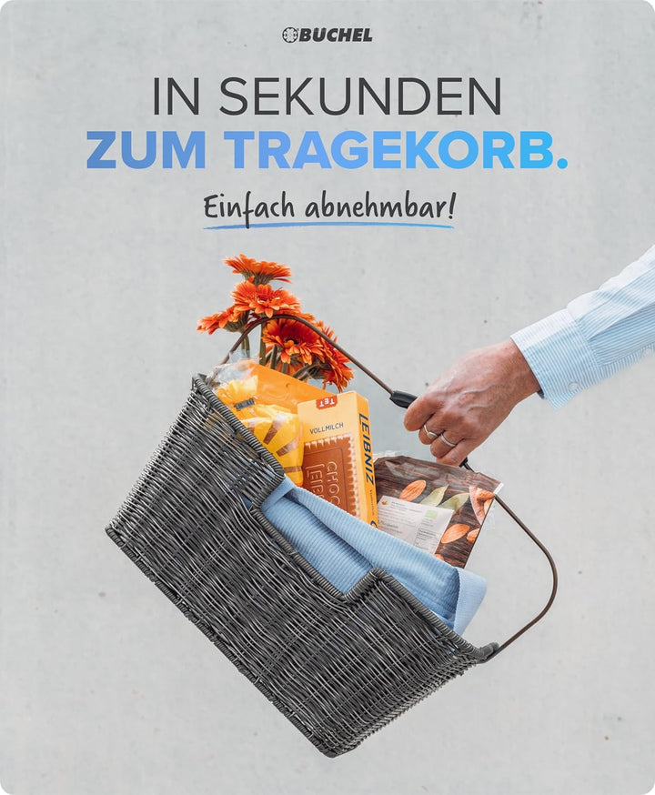 Büchel Fahrradkorb hinten - Fahrradkorb abnehmbar hinten I einfache Befestigung mit innovativem Halt