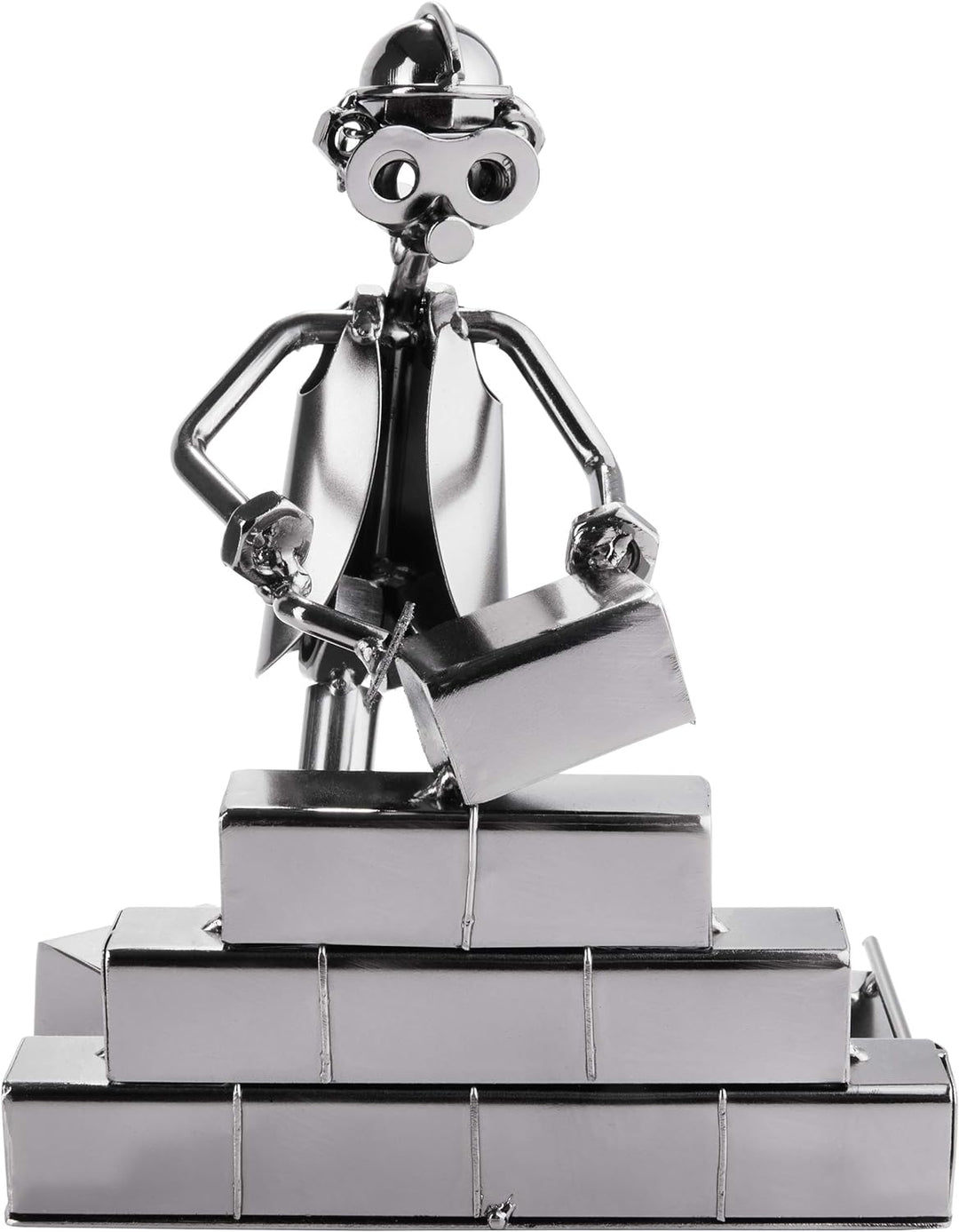 BRUBAKER Schraubenmännchen Maurer - Handarbeit Eisenfigur Metallmännchen - Metallfigur Geschenkidee
