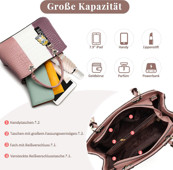 DORRISO Mode Damen Handtasche Niedliches Anhänger Umhängetasche Leichte Elegantes Reise Casual Handt
