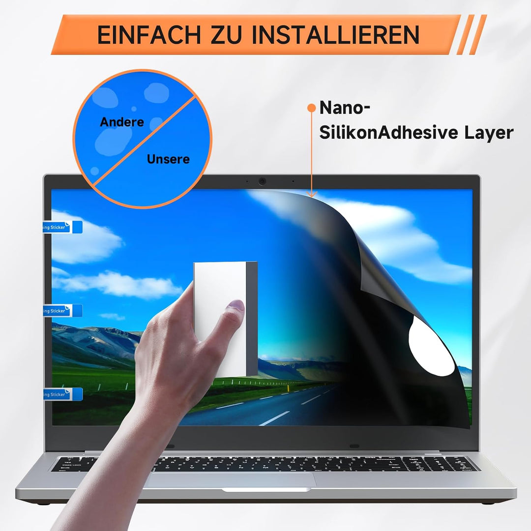 Mamol 360°Sichtschutz für 16 Zoll Laptop 16:10, Abnehmbarer Sichtschutzfolie, Anti Blaulicht Blendsc