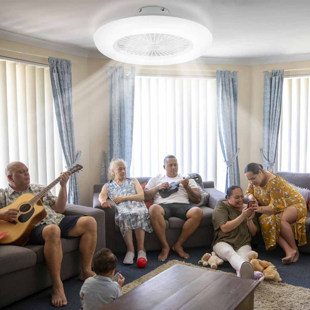 Jopassy Deckenventilator mit Beleuchtung 80W, Ø55cm LED Deckenleuchte Dimmbar mit Ventilator und Fer