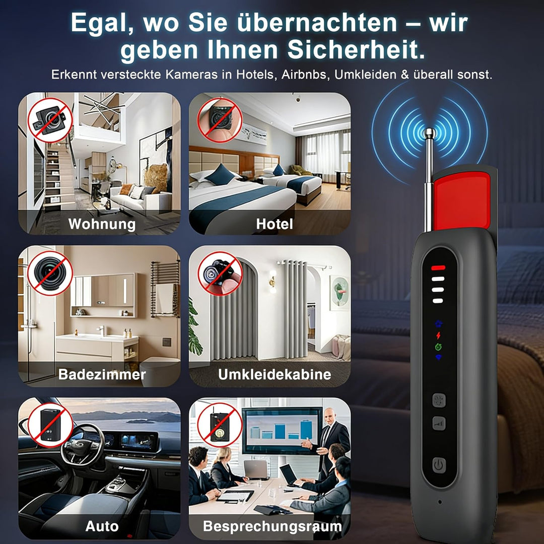 Wanzen Detektor,Versteckte Kamera Detektor mit Dual-Sensor und LED Anzeige,RF Wireless GPS Tracker F