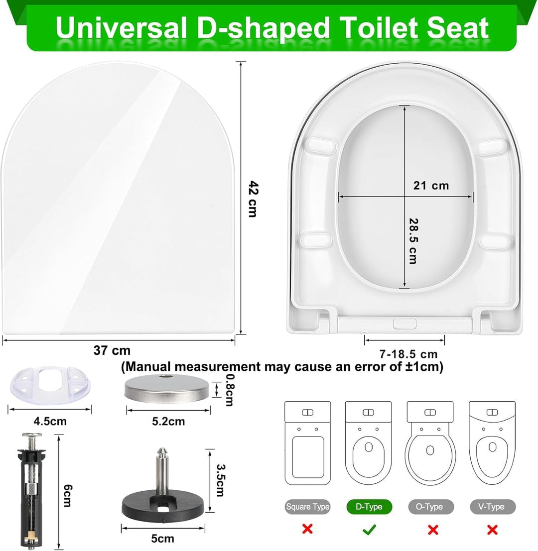 Premium WC-Sitz Toilettensitz mit Absenkautomatik, YOTOREE Toilettendeckel, D Form Duroplast Klodeck