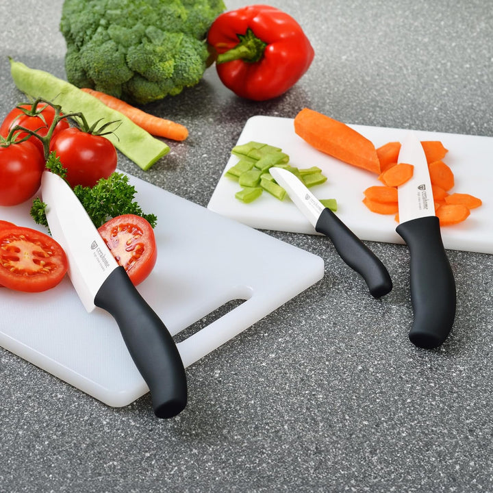 GRÄWE Keramikmesser Set, Scharf, 3er Pack Messerset, Küchenmesser, Gemüsemesser und Kochmesser aus K