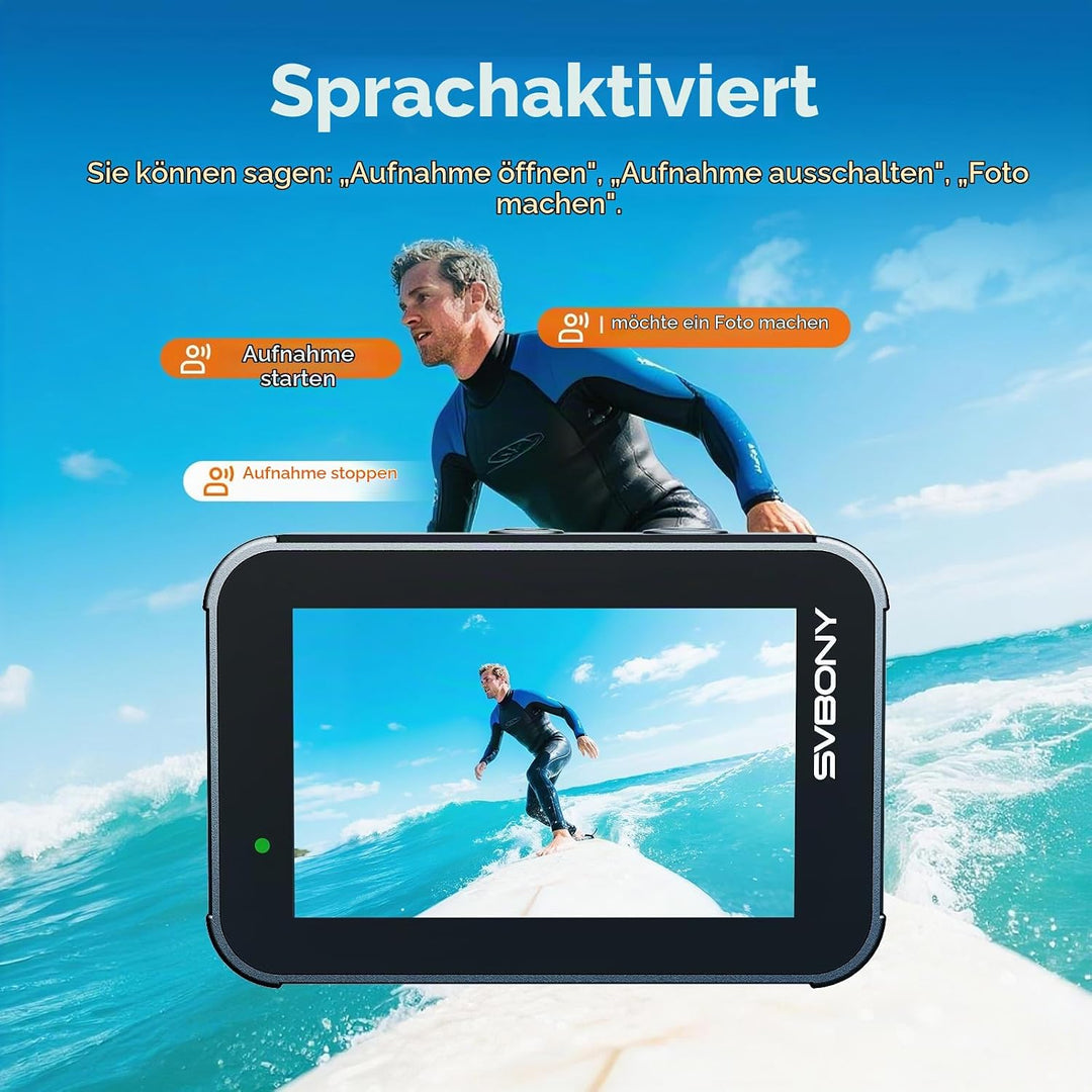 SVBONY 4K 60FPS Unterwasserkamera, EIS2.0 Stabilisierung, Wasserdicht bis 12 Meter ohne Gehäuse, Spr