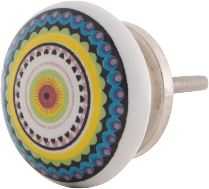 Knober Set 10 Stück Möbelknöpf Keramik Mandala Energy Shabby-Chic Schrankknöpfe Türgriff (1. Buntes