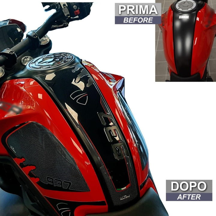 Resin Bike Aufkleber für Motorrad Kompatibel mit Ducati Monster 937 2021. Tankabdeckung vor Stössen