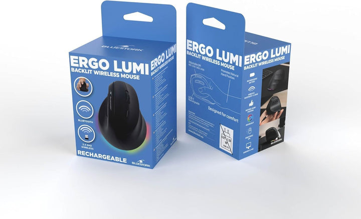 Bluestork - Ergonomische Vertikale Kabellose Maus 800-2400dpi 6 Tasten RGB Led - Ergonomische Maus K