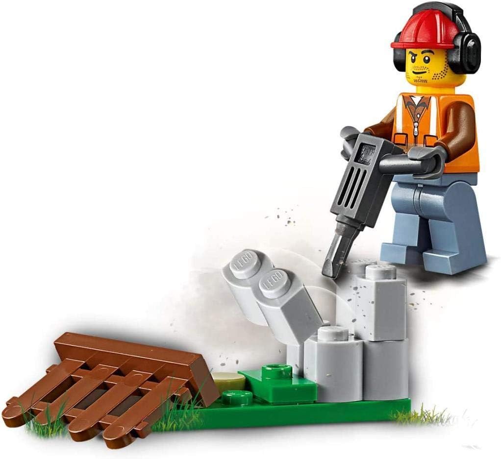 LEGO 60219 City Frontlader, Baumaschinen-Set mit Strassenarbeiter Minifigur