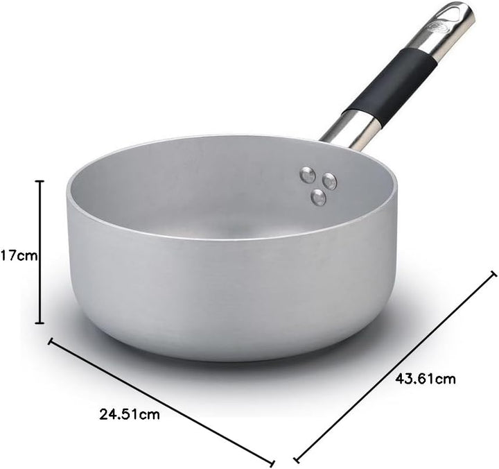 Pentole Agnelli Linie Aluminium Induktion Topf, Induktionsboden mit 1 Griff Cool Tief 24 cm Silber/s