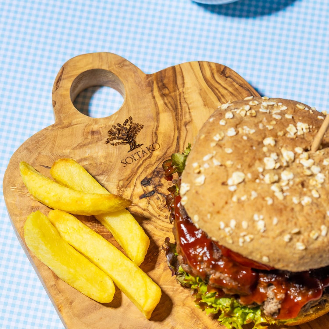 SOLTAKO massive 3er Set Olivenholzbretter Geschenkset Steakbrett aus Olivenholz für Feinschmecker, S