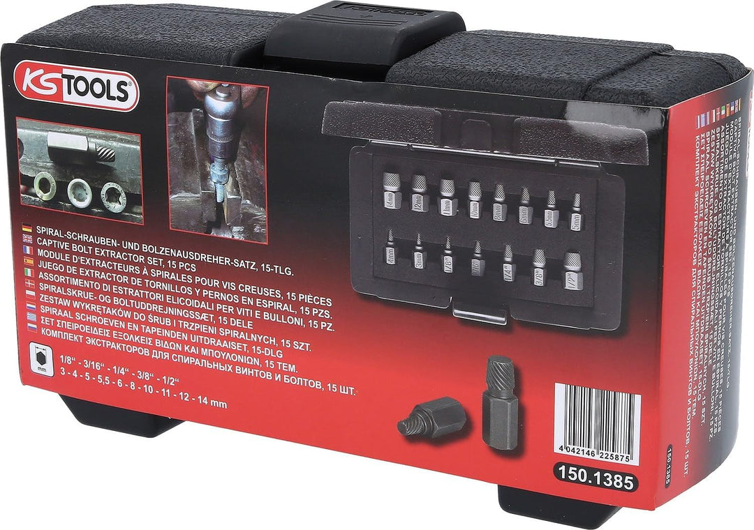 KS Tools 150.1385 Spiral-Schrauben- und Bolzenausdreher-Satz, 15-tlg. 15 pcs, 15 pcs