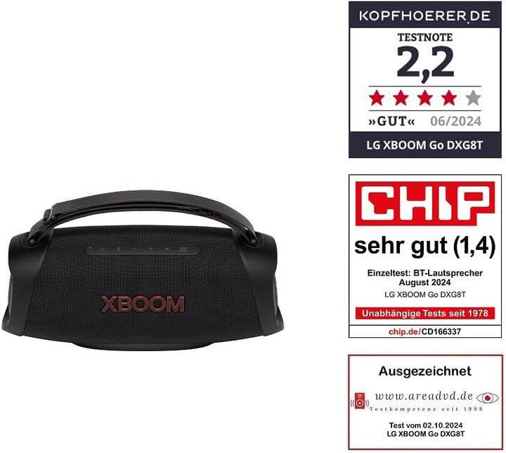 LG XBOOM Go DXG8T, tragbarer Bluetooth-Lautsprecher (120W, Google Assistant, Siri, Beleuchtung), Sch
