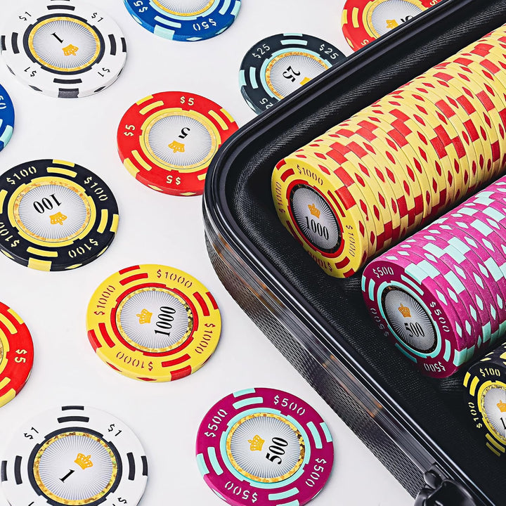 JPC 500 Piece Crown Casino Clay Poker Chips Set by