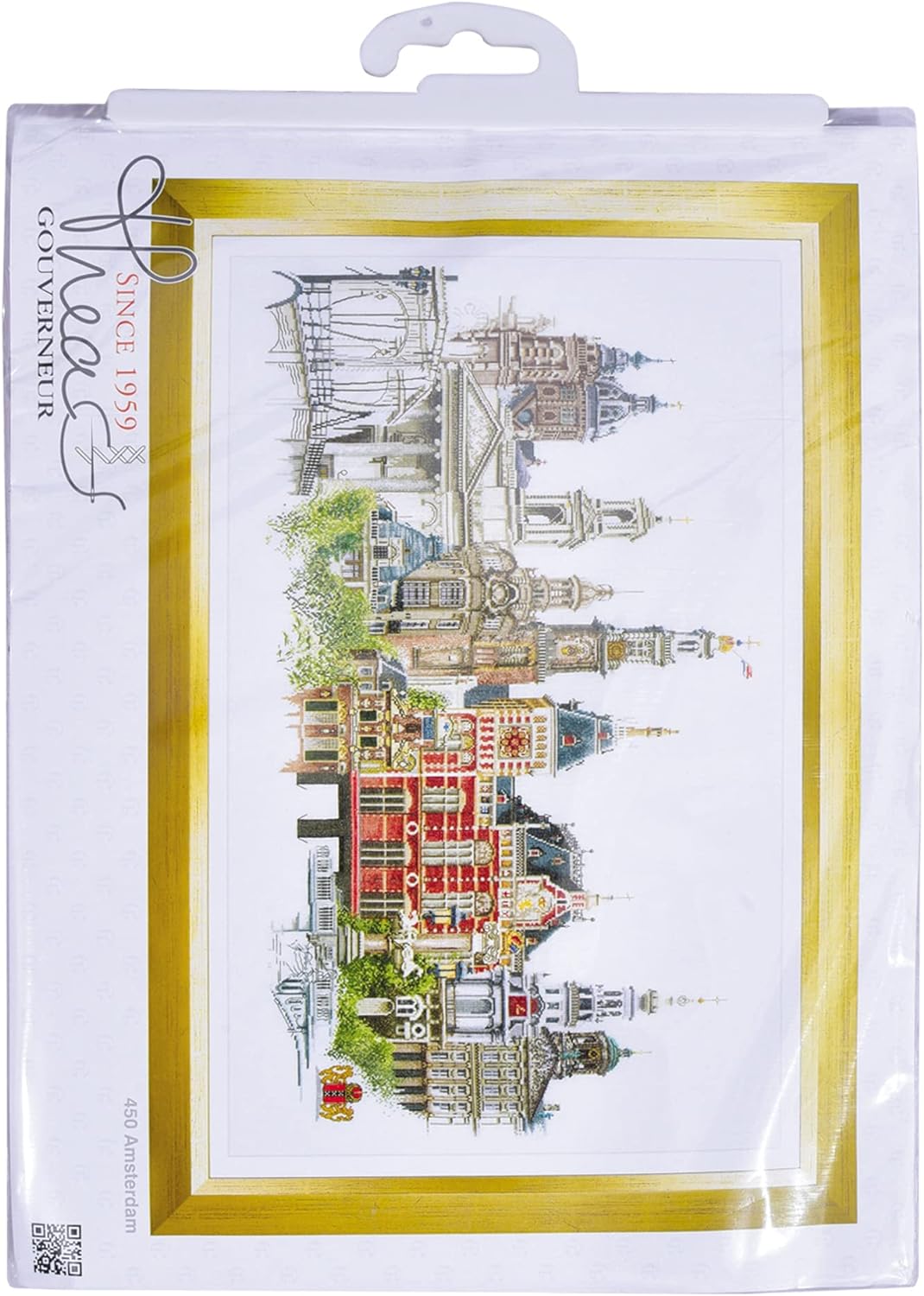 Thea Gouverneur - Kreuzstich-Set - Amsterdam - Leinen - 36 Count - Für Erwachsene - 450 450 White Am