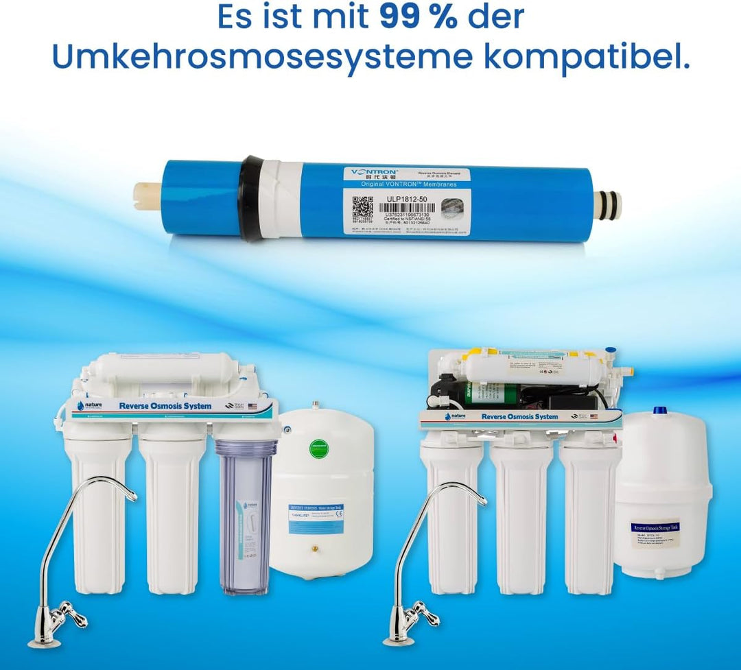Vontron-Membran, ideal für Umkehrosmose, 50 GPD, speziell für die Entfernung von organischen Salzen,