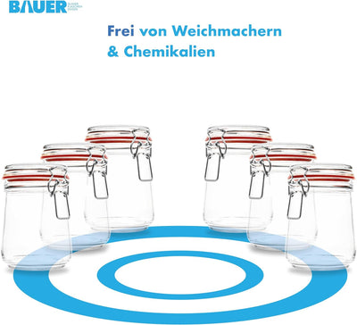Flaschenbauer- 12 Drahtbügelgläser 800ml verwendbar als Einmachglas und Fermentierglas, zu Aufbewahr