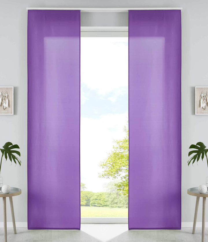 2er Set Schiebegardinen Flächenvorhänge Mikrofaser Vorhang Gardine Schiebe HxB 245x60 cm Lila Matt P
