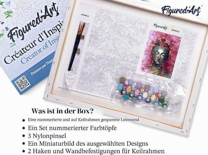 Figured'Art Malen Nach Zahlen Erwachsene Mit Rahmen Wertvoller Buddha - Paint by Numbers Basteln DIY