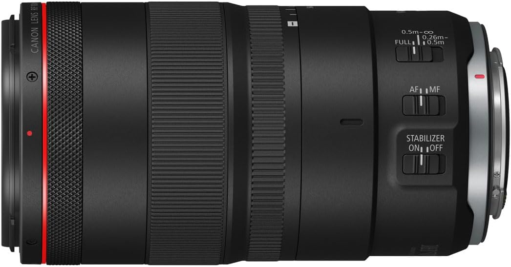 Canon Objektiv RF 100mm F2.8 L Macro is USM Makroobjektiv für EOS R5 / R6 (1,4 x Vergrösserung, 5 St
