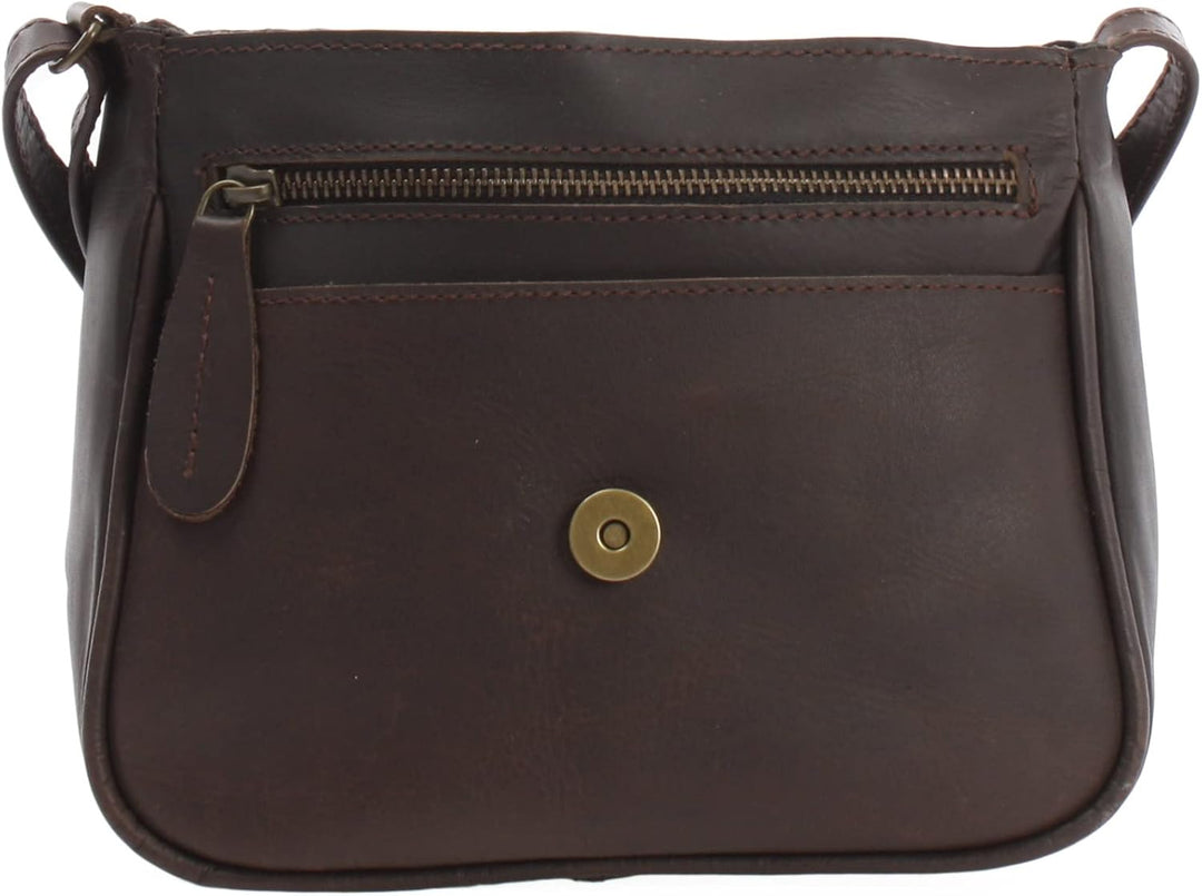 LECONI kleine Umhängetasche Damentasche Schultertasche Festivaltasche Leder 22x18x6cm LE3047 Dunkelb