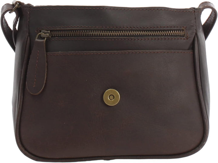 LECONI kleine Umhängetasche Damentasche Schultertasche Festivaltasche Leder 22x18x6cm LE3047 Dunkelb