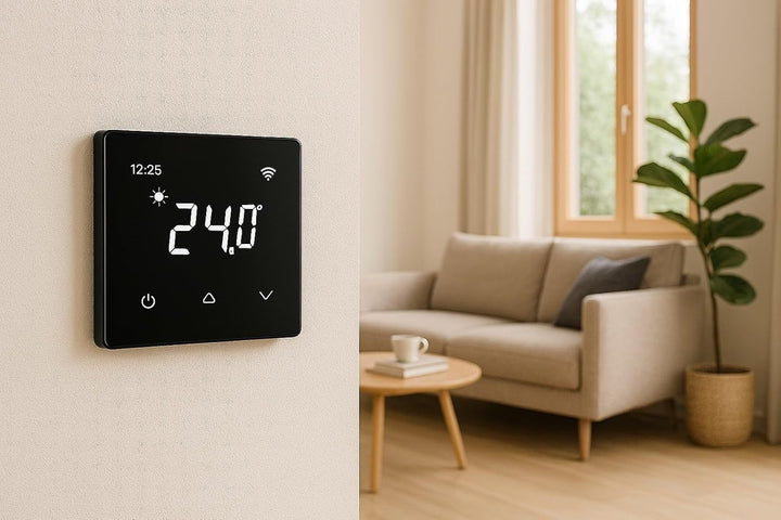 JWS WLAN Raumthermostat 230V – Smart Thermostat mit Touchdisplay, 16A, Schwarz – Kompatibel mit Alex