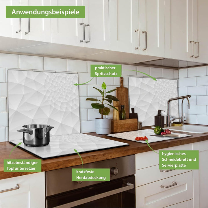 banjado® Herdabdeckplatte Glas 1-teilig 60x52 cm/Schneidebrett Herdabdeckung mit Motiv Nautilus/Herd