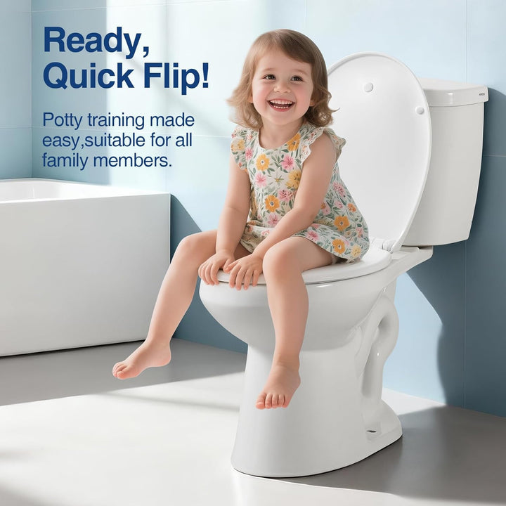 WC Sitz mit Absenkautomatik Oval,Toilettenbrille O, Klobrille Soft Close, Toilettensitz für Bad,Weis