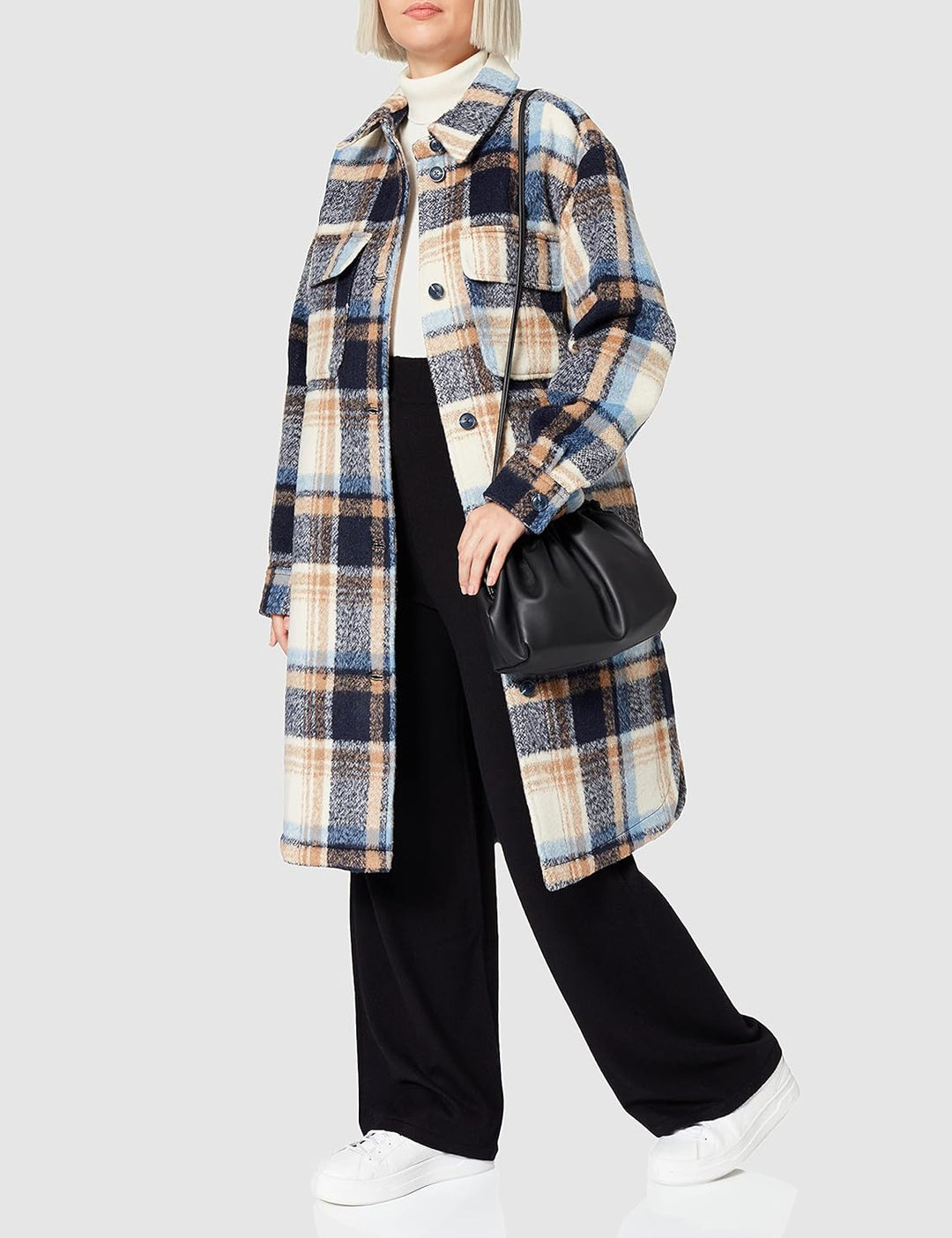 TOM TAILOR Denim Damen 1027029 Oversize Mantel (1er Pack) M 27603 - Cosy Blue Check, M 27603 - Cosy