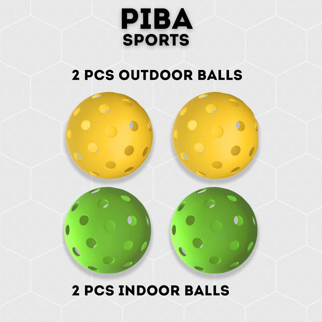 Pickleball Schläger Set inkl. Tasche 2X Paddel 2X Indoor Bälle 2X Outdoor Bälle und Praktischer Trag
