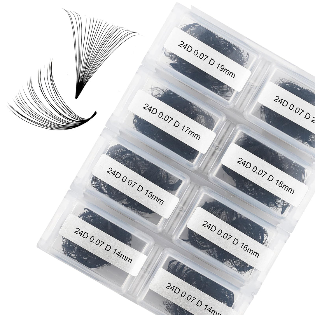 FADLASH 2024 Version Professionell Mixed 600pcs Lash Fächer 24D 14-20mm 0,07mm D Curl Fertig Volumen