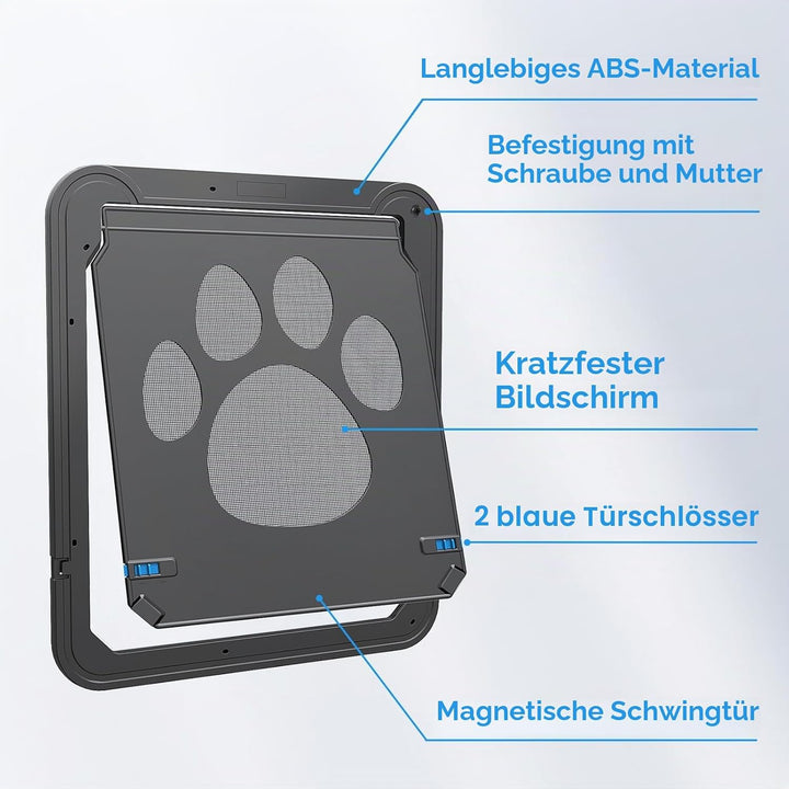 Enjoying Haustier Fliegengitter Tür Hundeklappe für Hunde Katzen Fliegengitter Tür mit Verriegelungs