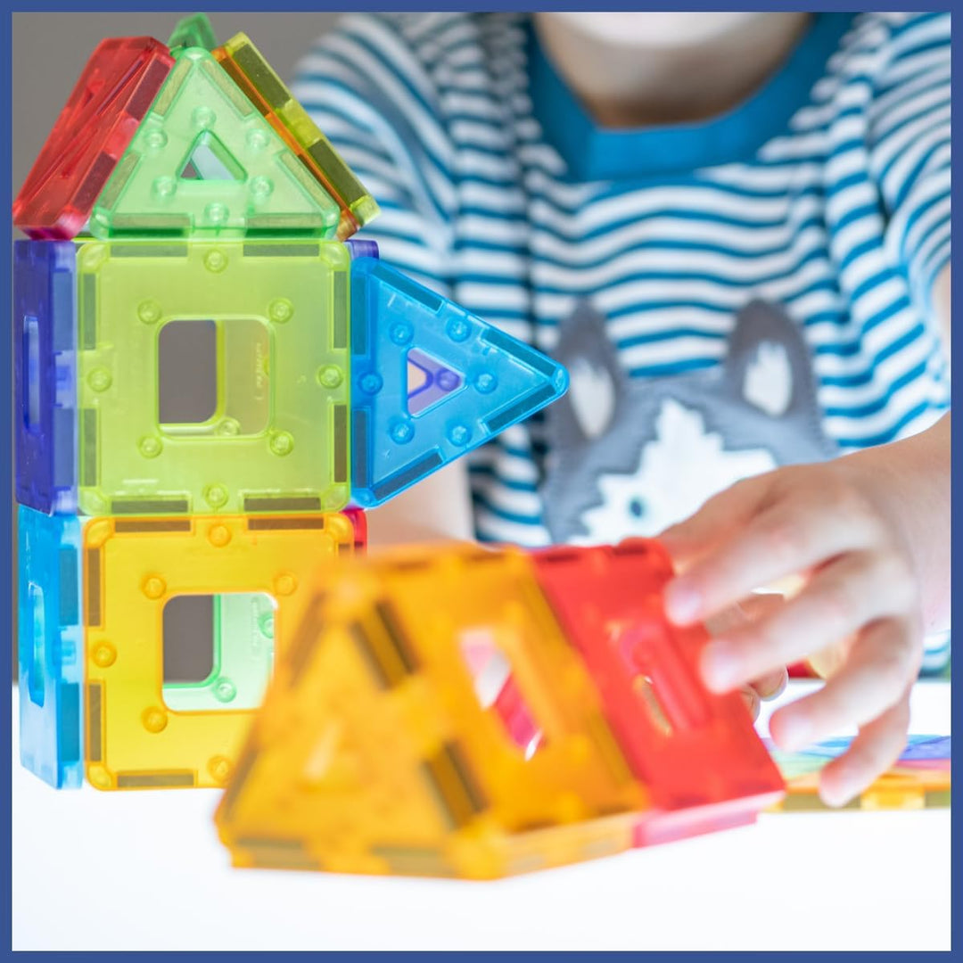 Polydron Translucent KinderMag Class Set - Vibrant Rainbow Coloured Magnetic Building Tiles for Todd