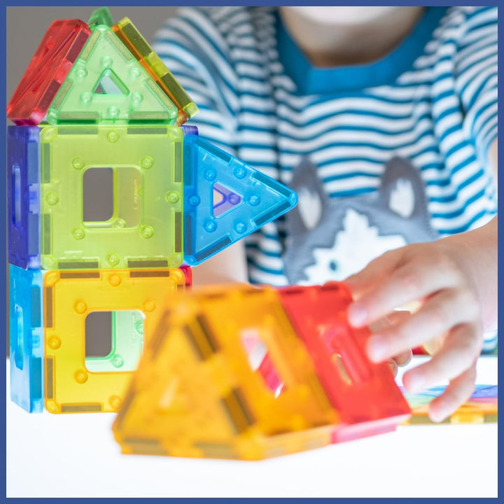 Polydron Translucent KinderMag Class Set - Vibrant Rainbow Coloured Magnetic Building Tiles for Todd