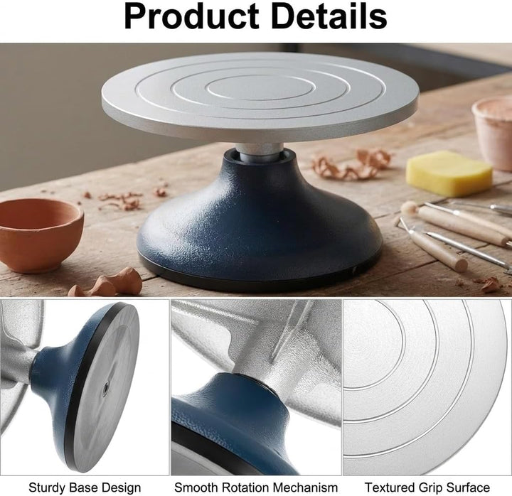 QWORK® Drehscheibe Töpfern, Töpferscheibe 18cm mit Stabile Basis, für Keramik und Kunsthandwerk