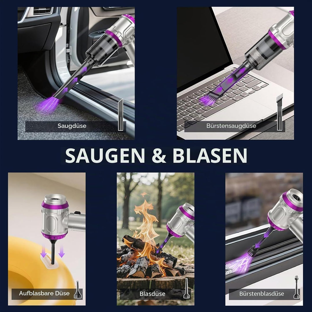 Kabelloser Handstaubsauger, 15000Pa Starke Saugleistung Bürstenloser Auto-Staubsauger, 4-in-1 Tragba